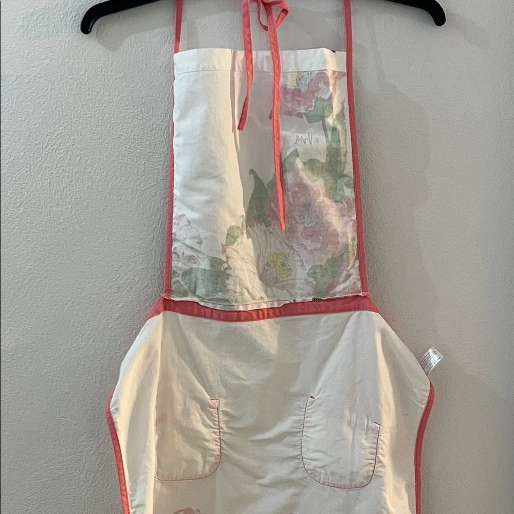 VERA Neumann Floral Apron with Pink Trim Cotton